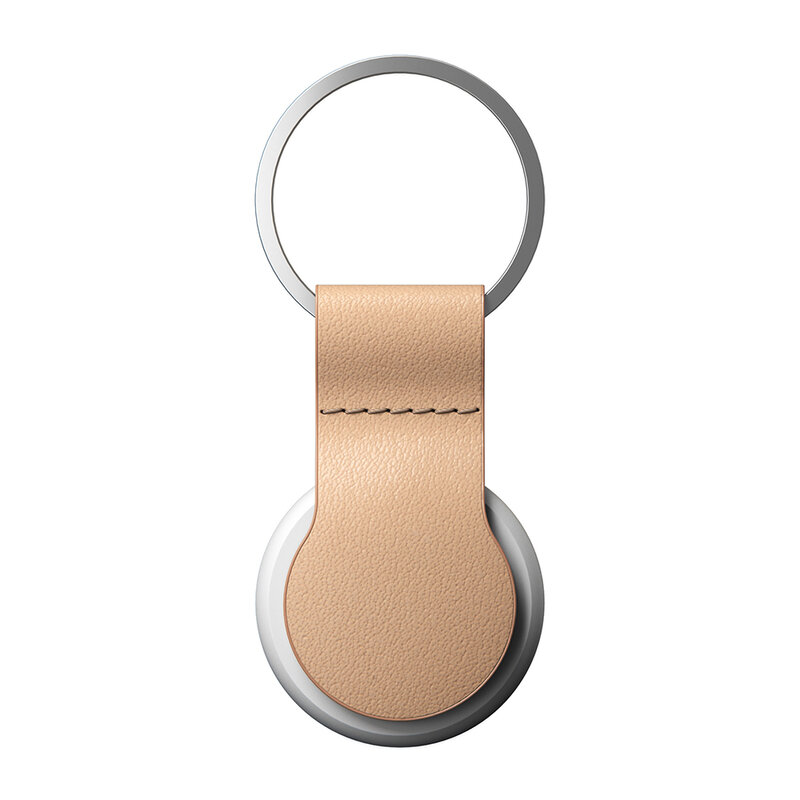 Breloc Apple AirTag Nomad Leather Loop + inel chei, bej