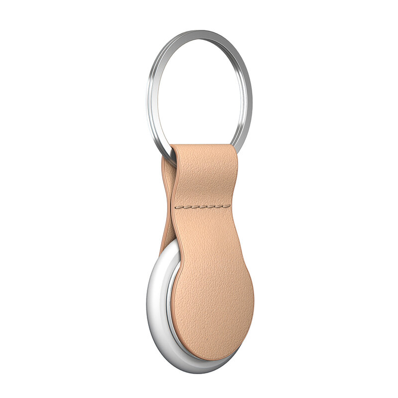 Breloc Apple AirTag Nomad Leather Loop + inel chei, bej