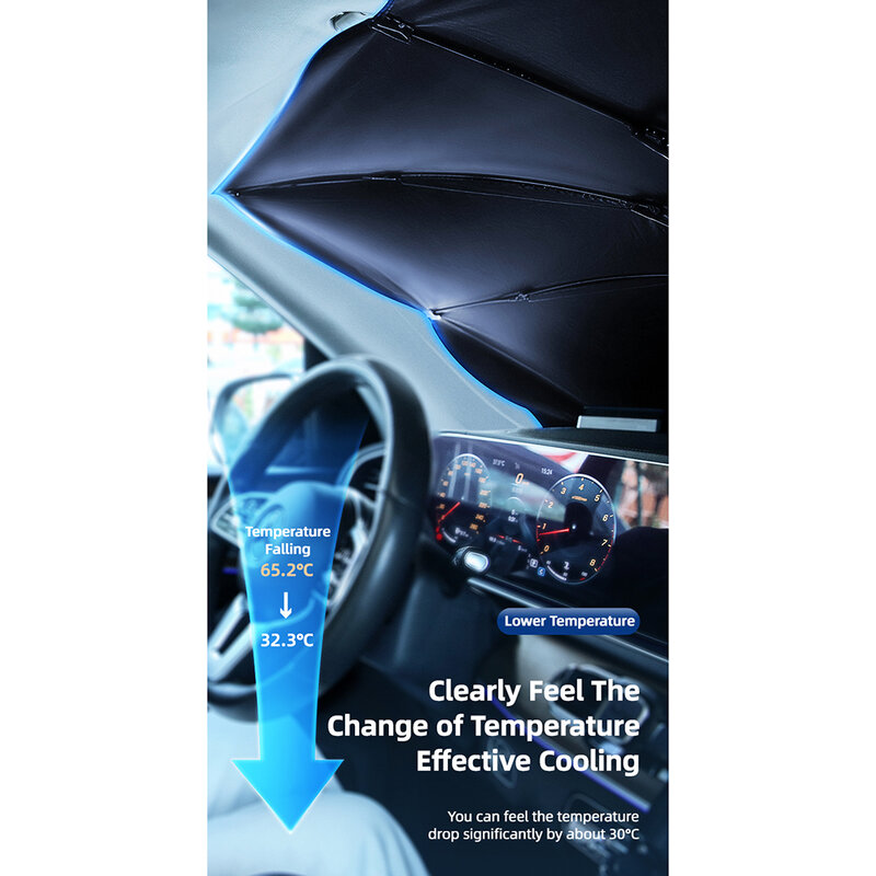 Parasolar auto pliabil tip umbrela Usams, negru, US-ZB235