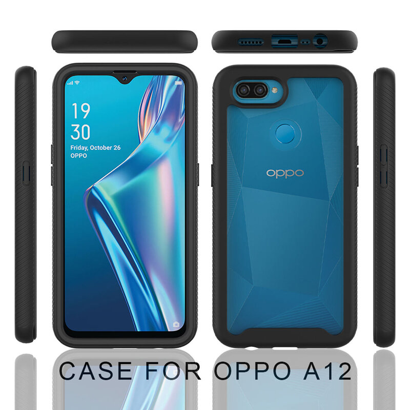 [Pachet 360°] Husa + Folie Oppo A12 Techsuit Defense, negru