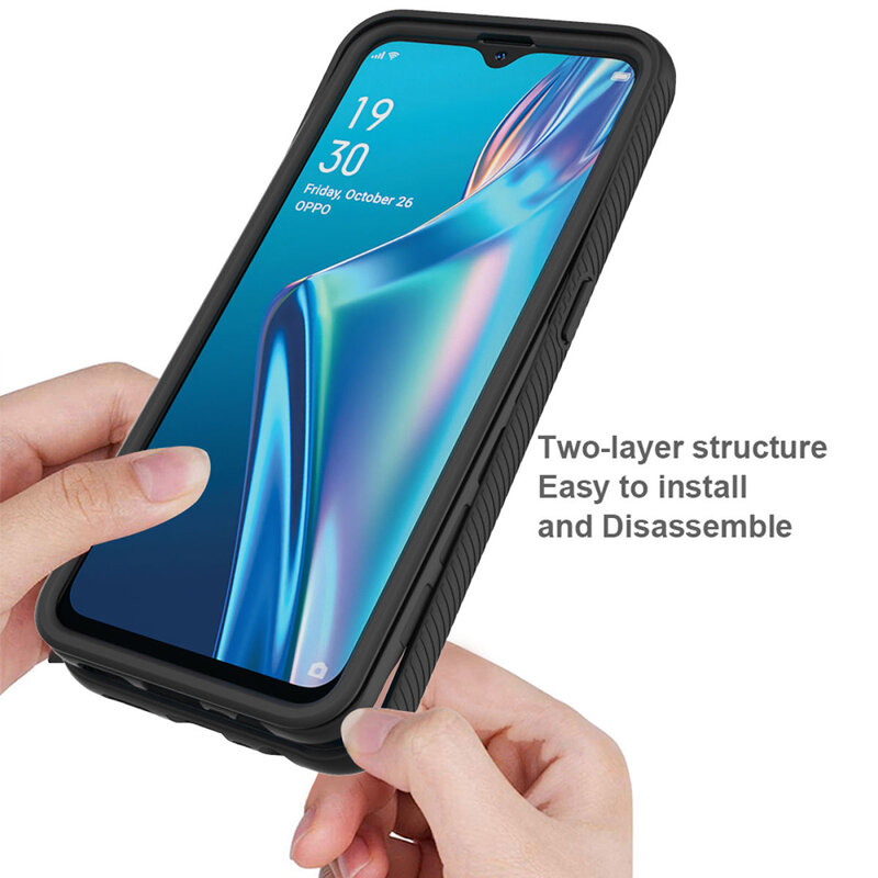[Pachet 360°] Husa + Folie Oppo A12 Techsuit Defense, negru