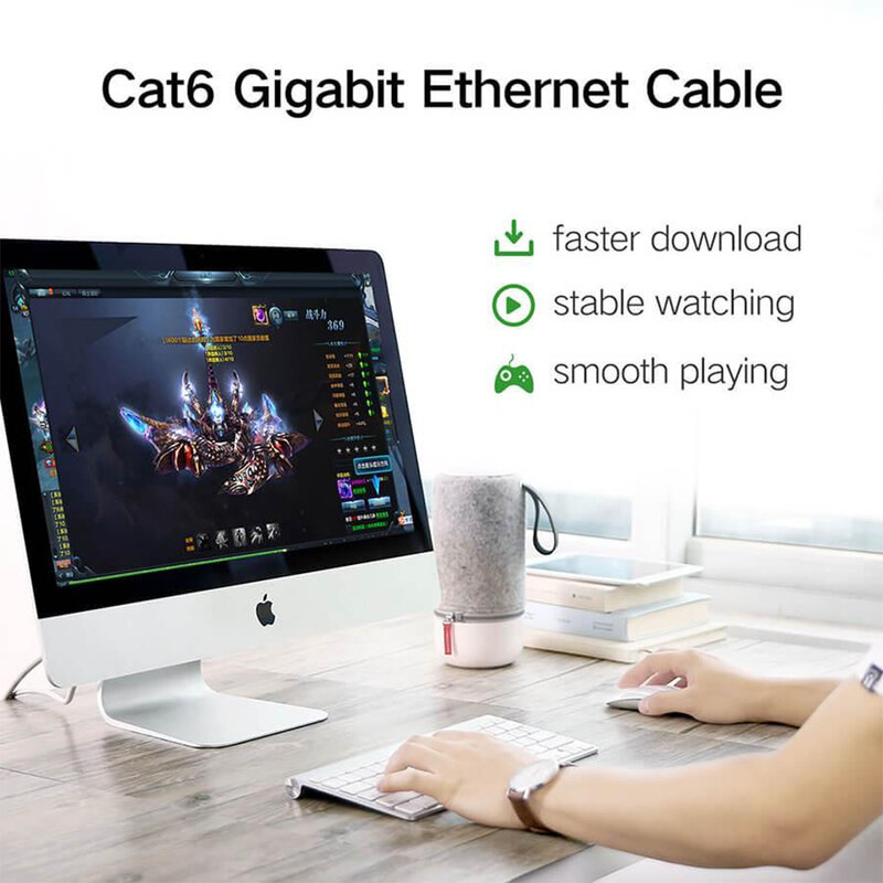 Cablu LAN UTP Cat 6 Ugreen, RJ45, 26 AWG, 1Gbps, 1m, gri, 20174