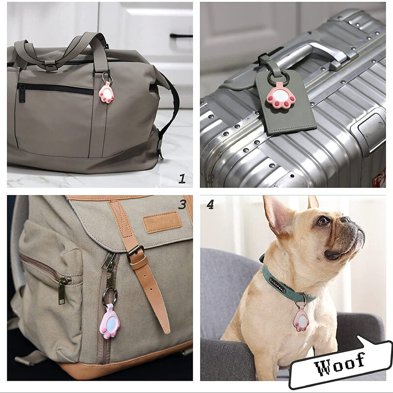 Husa Apple AirTag tip breloc chei pisica, silicon, roz