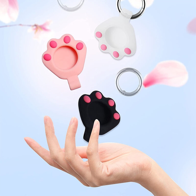 Husa Apple AirTag tip breloc chei pisica, silicon, negru