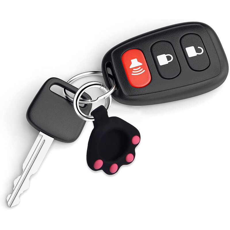 Husa Apple AirTag tip breloc chei pisica, silicon, negru