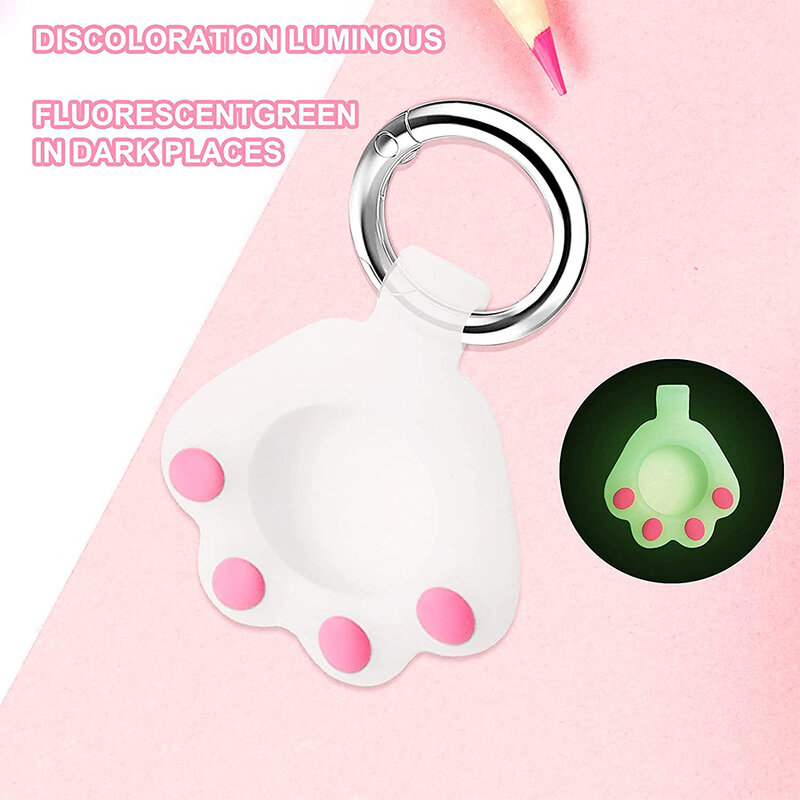 Husa Apple AirTag tip breloc chei pisica, silicon, alb