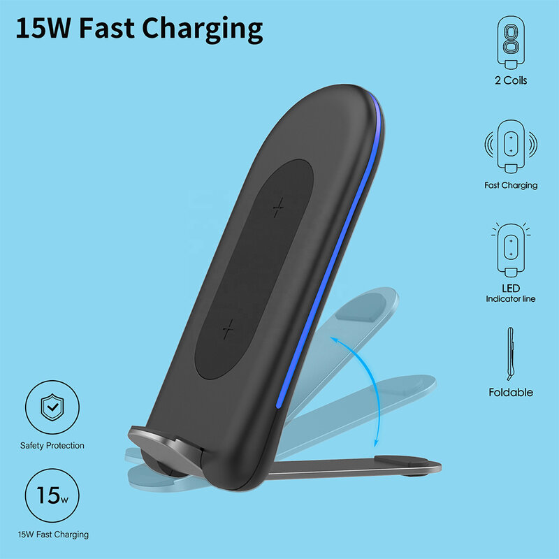 Incarcator wireless 15W Remax + cablu USB-C, negru, RP-W21