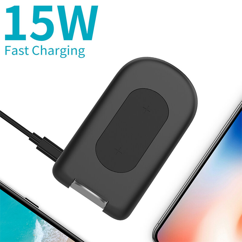 Incarcator wireless 15W Remax + cablu USB-C, negru, RP-W21