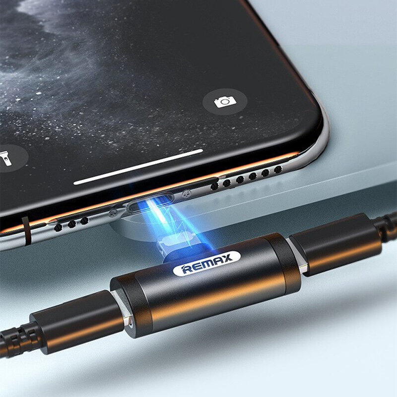 Adaptor audio iPhone Remax Lightning la 2x Lightning, negru, RL-LA04i