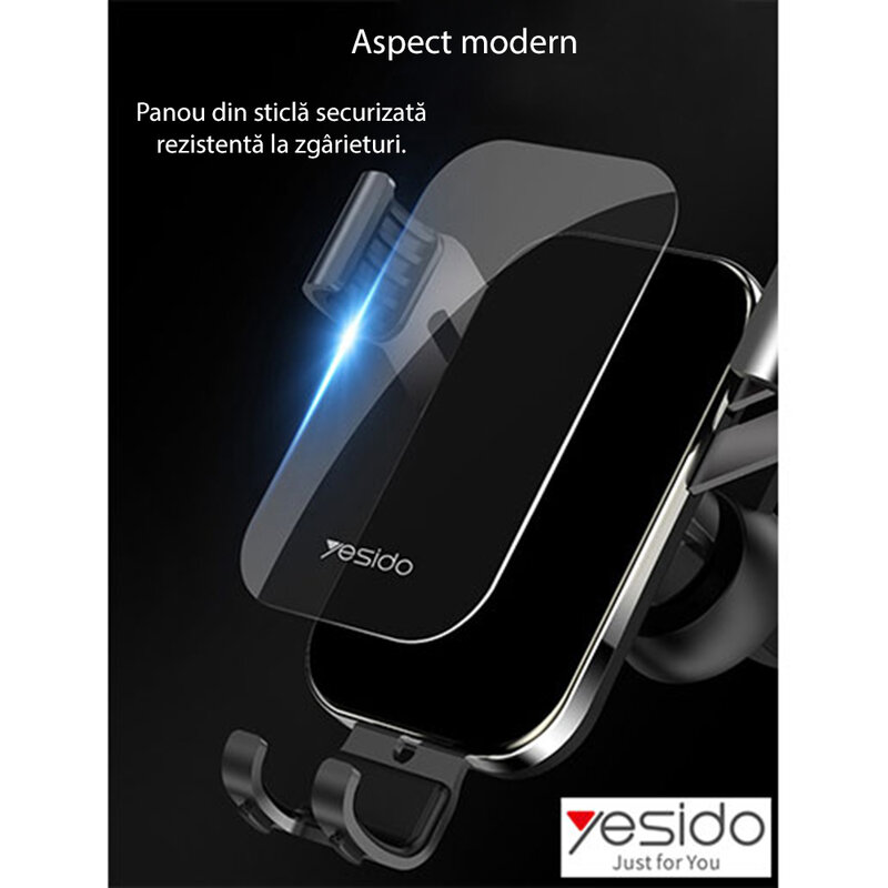 Suport telefon auto universal Yesido C87, grila ventilatie, negru