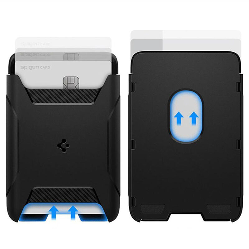 Suport carduri iPhone 12 Spigen Rugged Armor Card Holder, magnetic