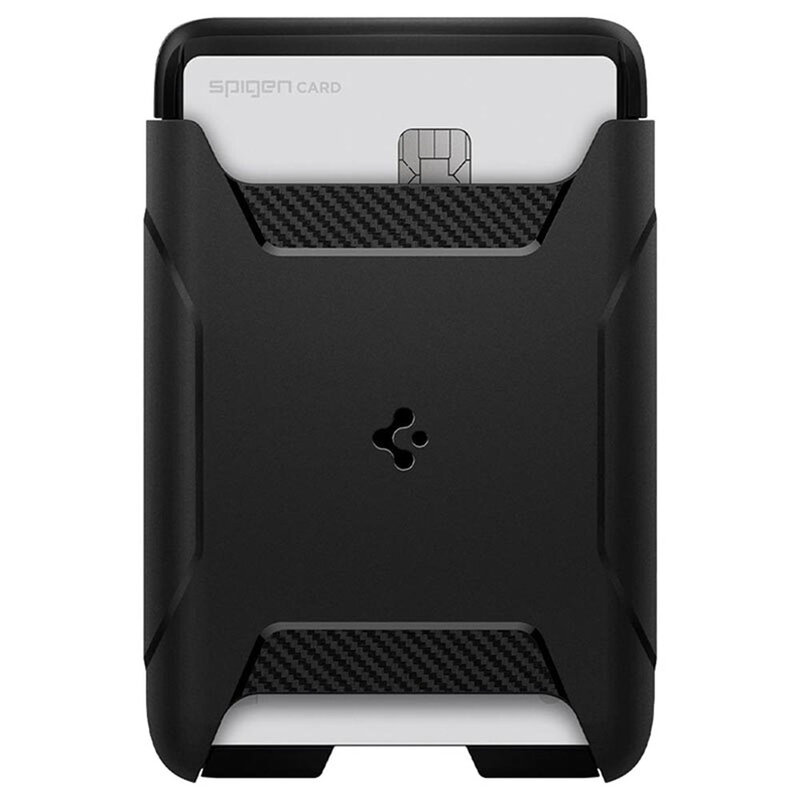 Suport carduri iPhone 12 Spigen Rugged Armor Card Holder, magnetic