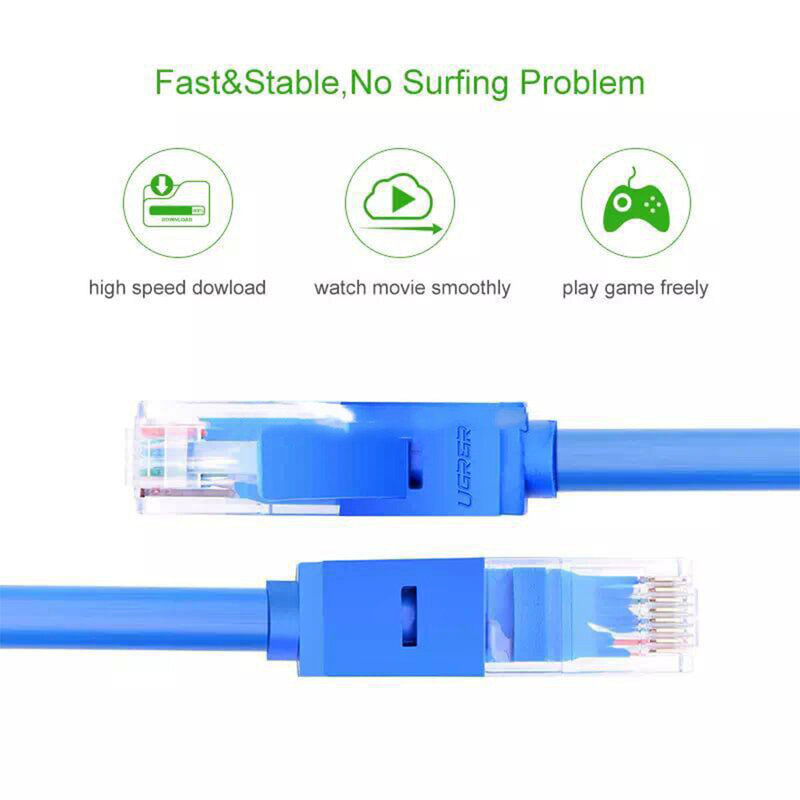 Cablu internet Cat 6 Ugreen, UTP, LAN, 1Gbps, 5m, albastru, 11204