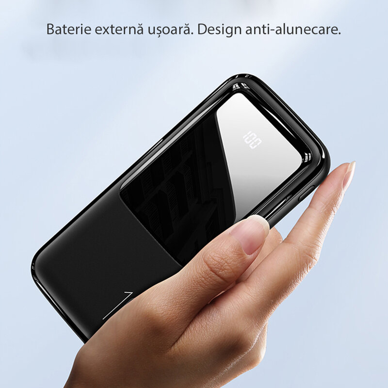 Baterie externa 10000mAh Usams PB58, 2xUSB, USB-C, Micro-USB, negru, US-CD163