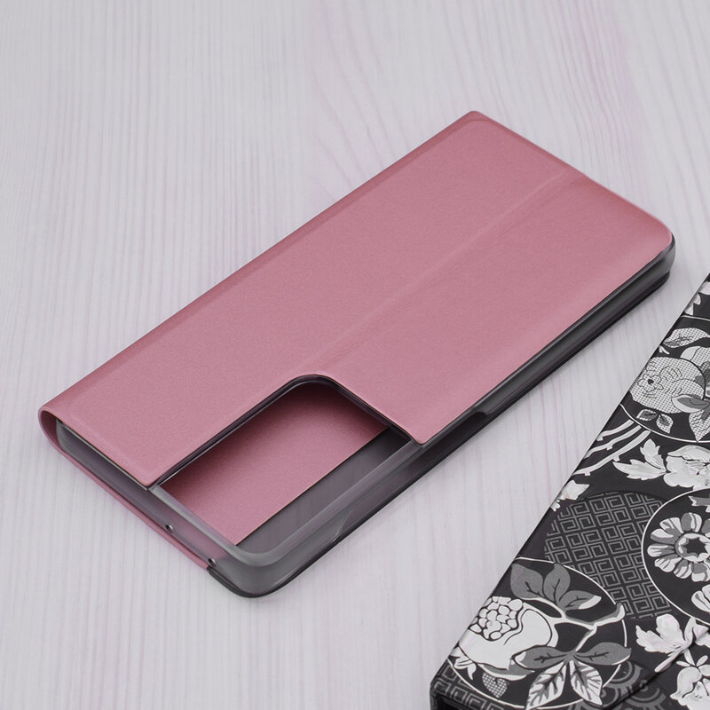 Husa 360 Samsung Galaxy S21 Ultra 5G Sleep Case tip carte, roz