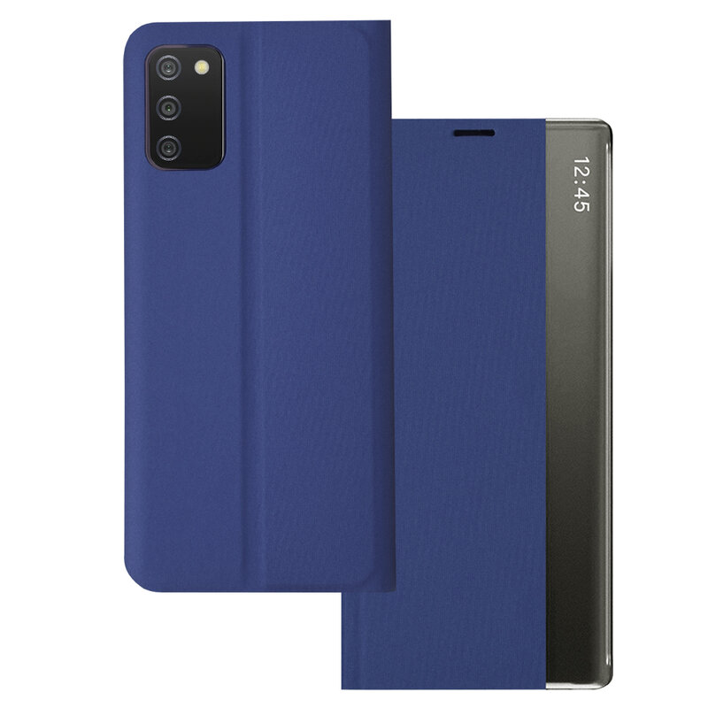 Husa 360 Samsung Galaxy A02s Sleep Case tip carte, albastru