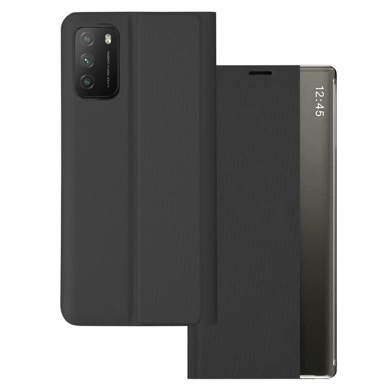 Husa 360 Xiaomi Poco M3 Sleep Case tip carte, negru