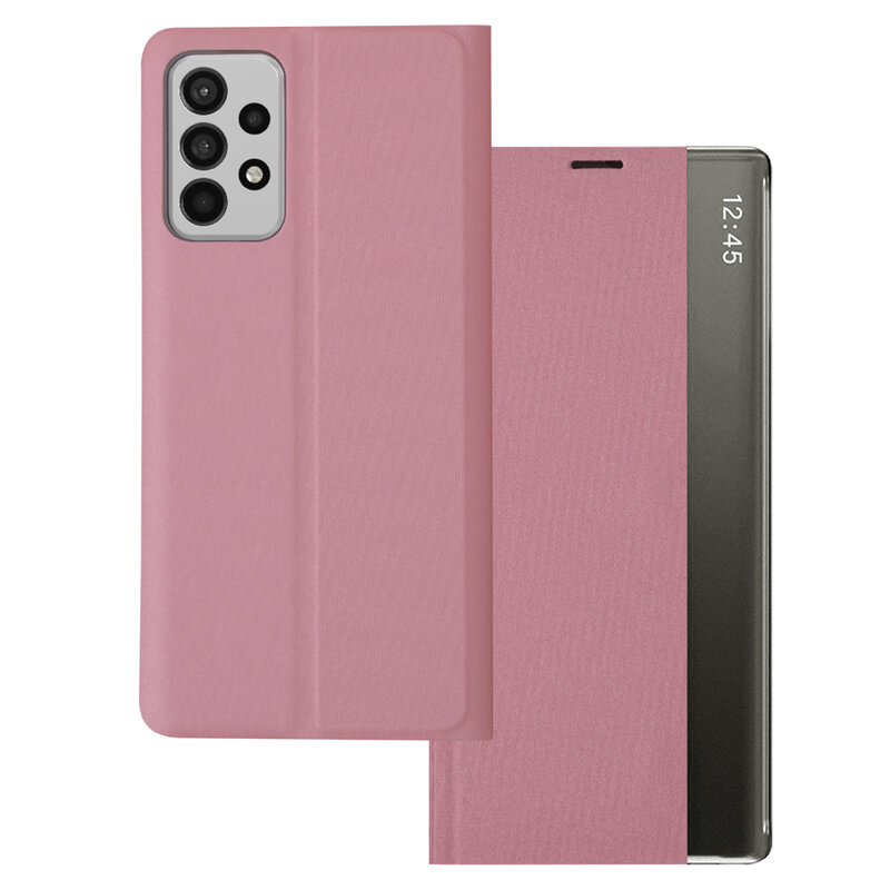 Husa 360 Samsung Galaxy A52 5G Sleep Case tip carte, roz