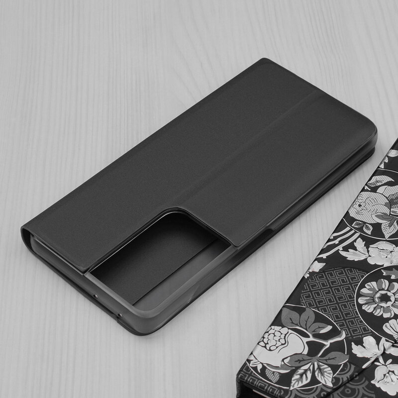 Husa 360 Samsung Galaxy S21 Ultra 5G Sleep Case tip carte, negru