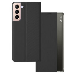 Husa 360 Samsung Galaxy S21 Plus 5G Sleep Case tip carte, negru