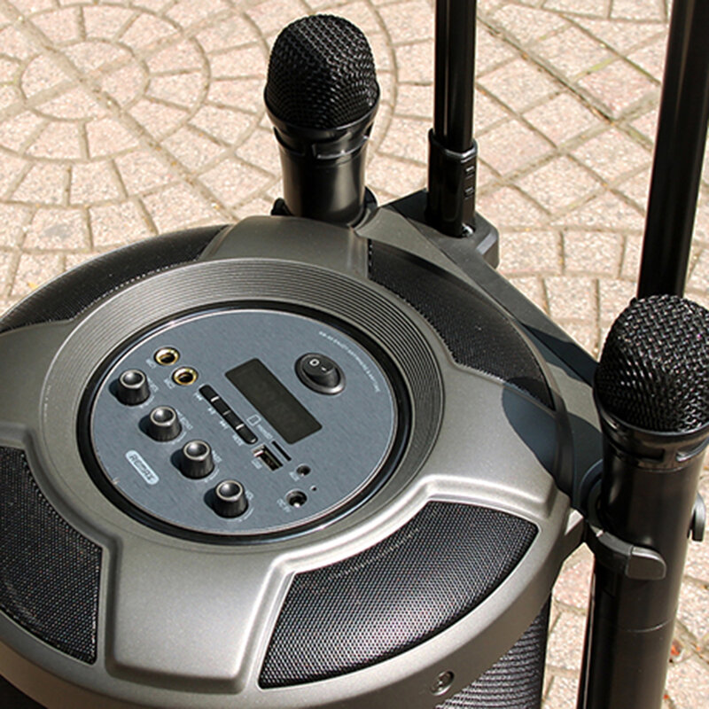 Boxa portabila cu doua microfoane wireless Remax, negru, RB-X6