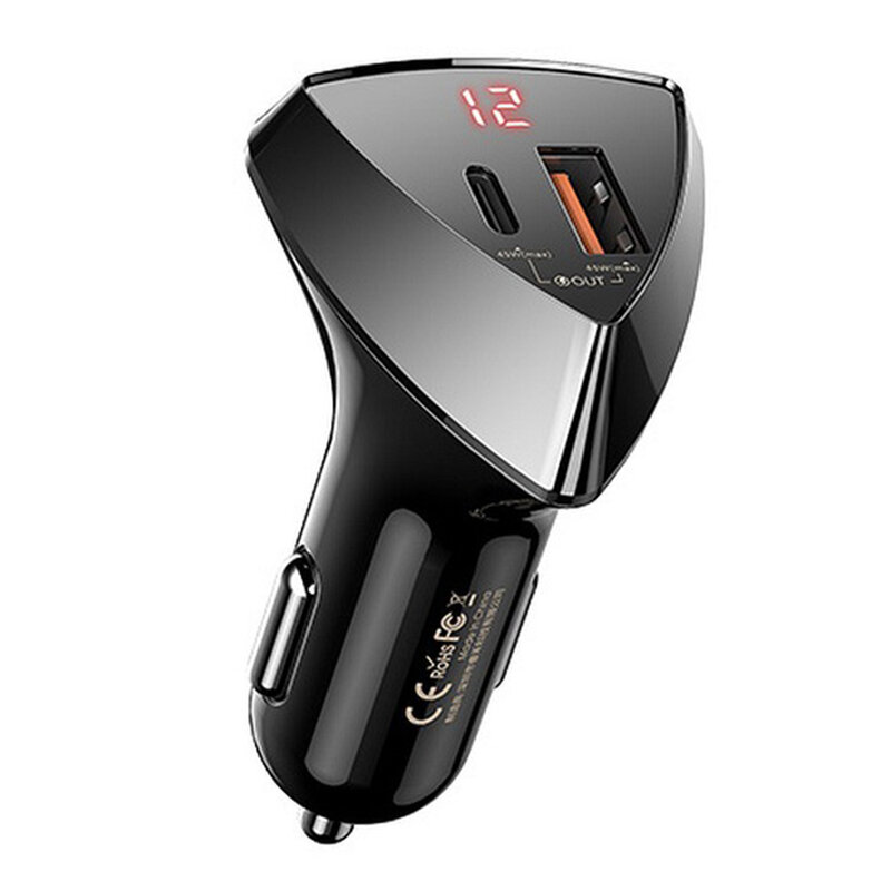 Incarcator auto Fast Charge Remax USB + Type-C, 45W, negru, RCC232