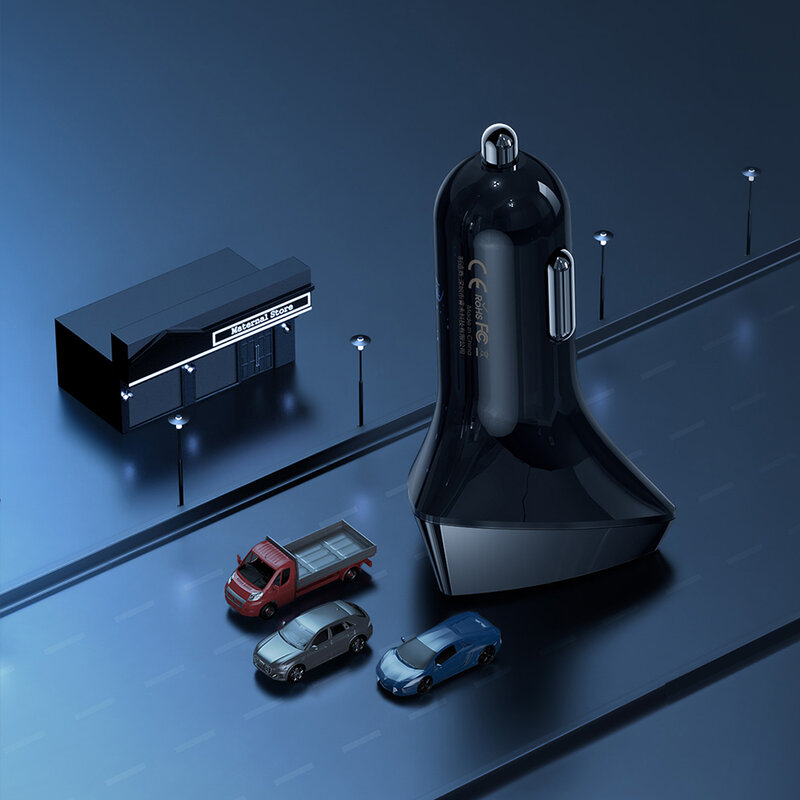 Incarcator auto Fast Charge Remax USB + Type-C, 45W, negru, RCC232