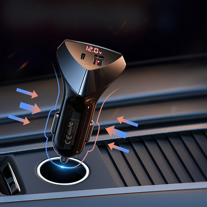 Incarcator auto Fast Charge Remax USB + Type-C, 45W, negru, RCC232