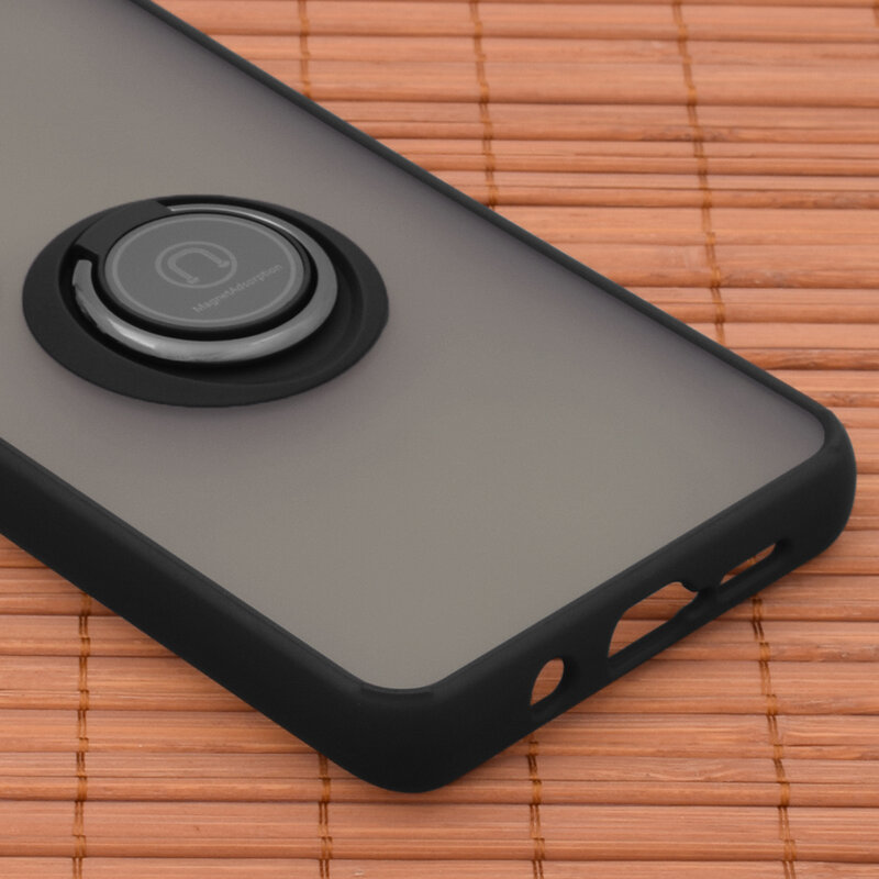 Husa Oppo A15 Techsuit Glinth Cu Inel Suport Stand Magnetic - Negru