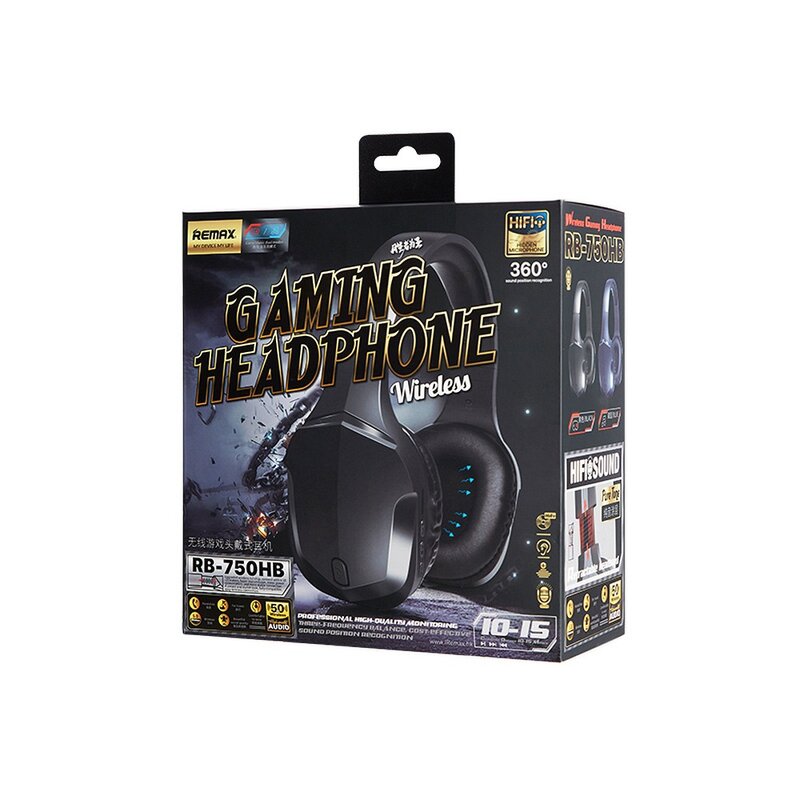 Casti gaming Bluetooth on-ear Remax, Hi-Fi audio, albastru, RB-750HB