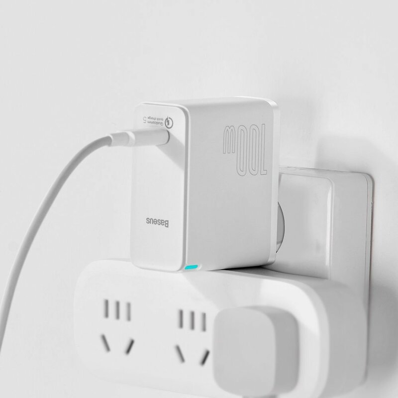 Incarcator Quick Charge 5 GaN2 + cablu USB-C Baseus 100W, alb, TZCCGAN-L02