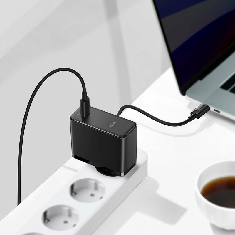 Incarcator Quick Charge 5 GaN2 + cablu USB-C Baseus 100W, negru, TZCCGAN-L01