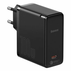 Incarcator Quick Charge 5 GaN2 + cablu USB-C Baseus 100W, negru, TZCCGAN-L01