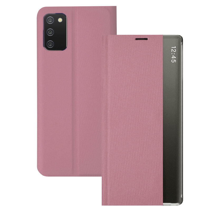 Husa 360 Samsung Galaxy A02s Sleep Case tip carte, roz