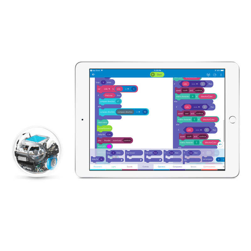 Bila robot coding inteligent Sphero Bolt, JavaScript, Scratch, Swift