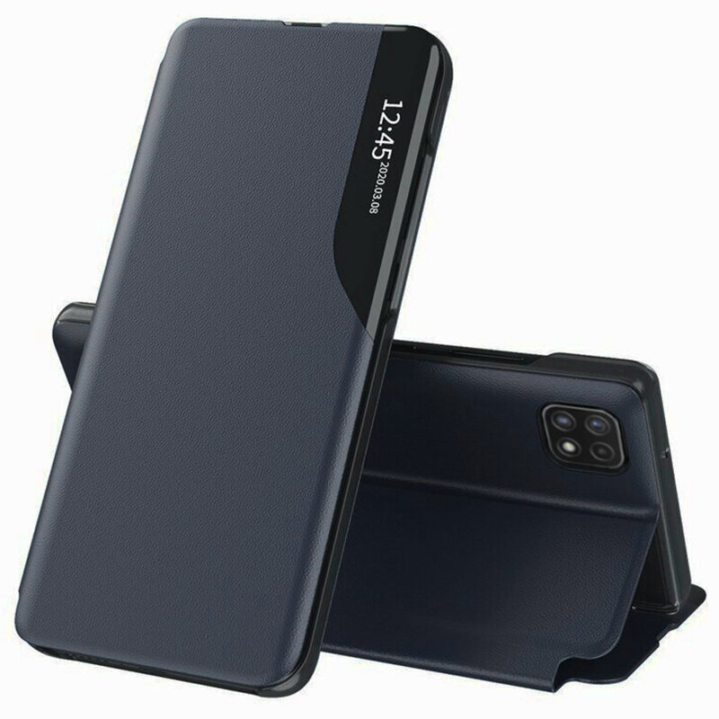 Husa Samsung Galaxy A22 5G Eco Leather View Flip Tip Carte - Albastru