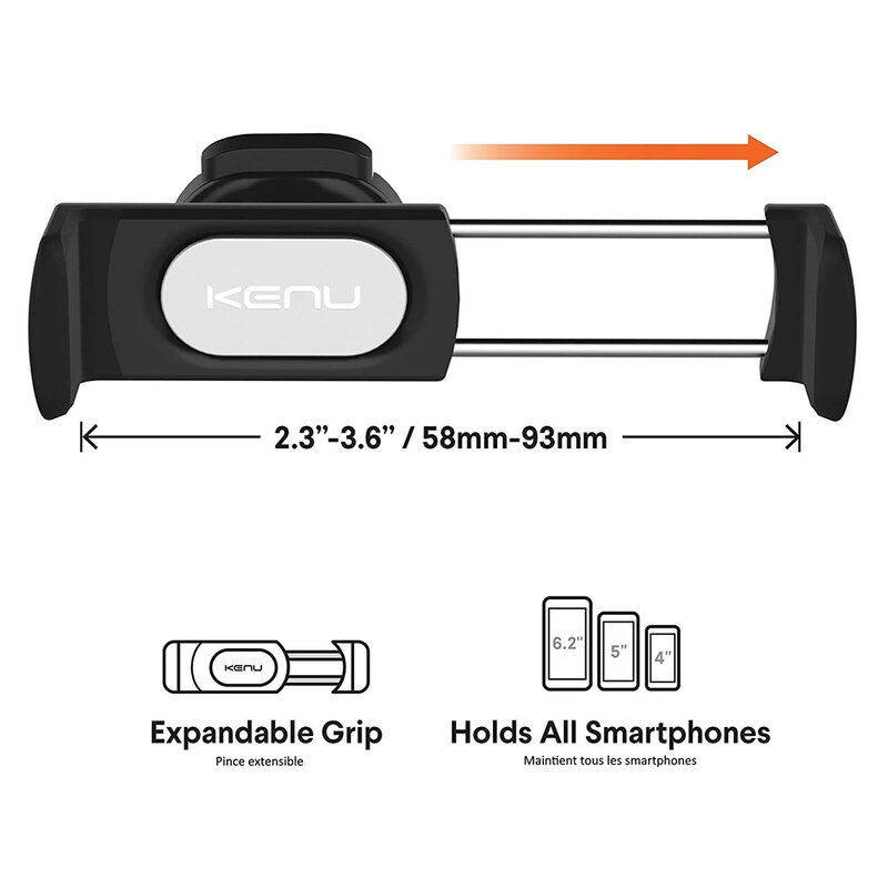 Suport auto telefon Kenu Airframe Pro, montaj grila ventilatie, negru