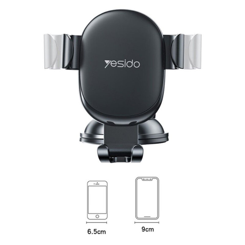 Suport telefon auto reglabil cu prindere bord Yesido C120, negru