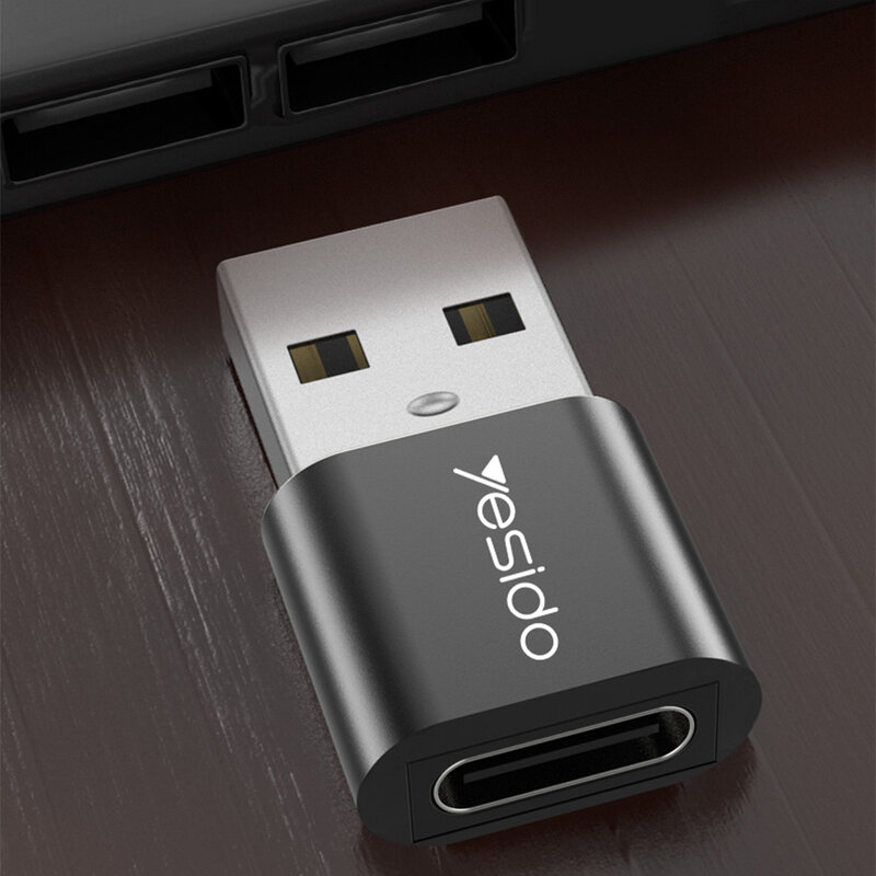 Adaptor OTG Type-C la USB Yesido GS09, Fast Charge, negru