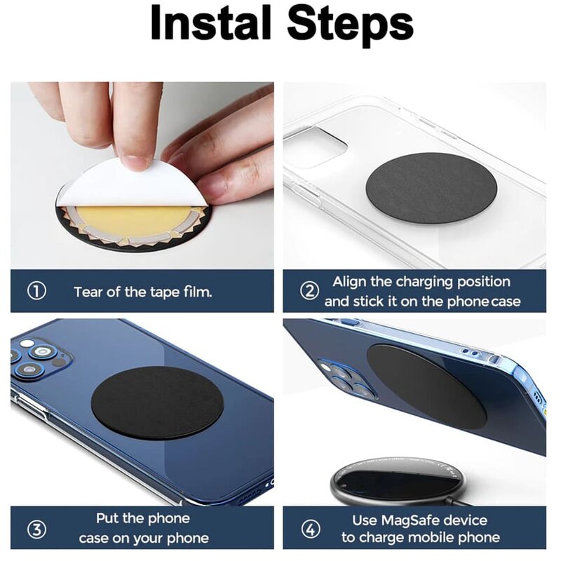 Placuta metalica compatibila iPhone Magsafe, Techsuit MP01, piele ecologica, negru