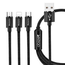 Cablu de date Lightning, Type-C, Micro-USB Yesido CA60, 3A, 1.2m, negru