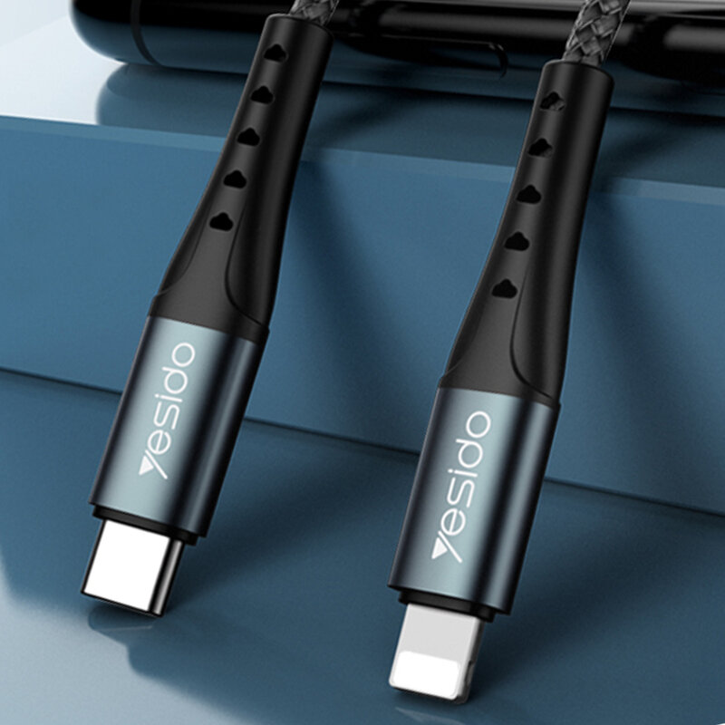Cablu de date USB-C la Lightning Yesido CA64, 2.4A, 1.2m, negru