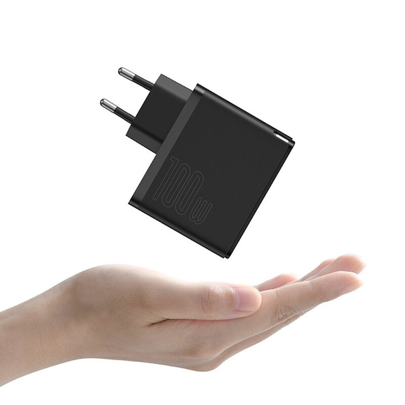 Incarcator Quick Charge 5 GaN2 + cablu USB-C Baseus 100W, negru, TZCCGAN-L01