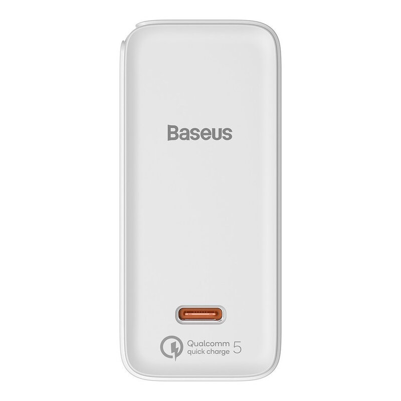 Incarcator Quick Charge 5 GaN2 + cablu USB-C Baseus 100W, alb, TZCCGAN-L02