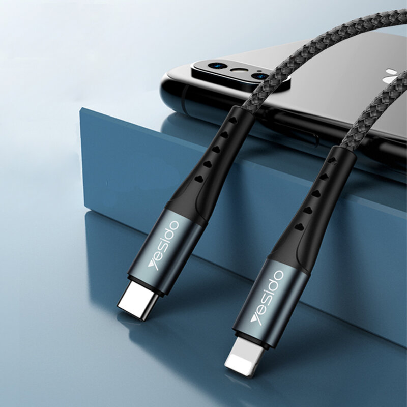 Cablu de date USB-C la Lightning Yesido CA64, 2.4A, 1.2m, negru