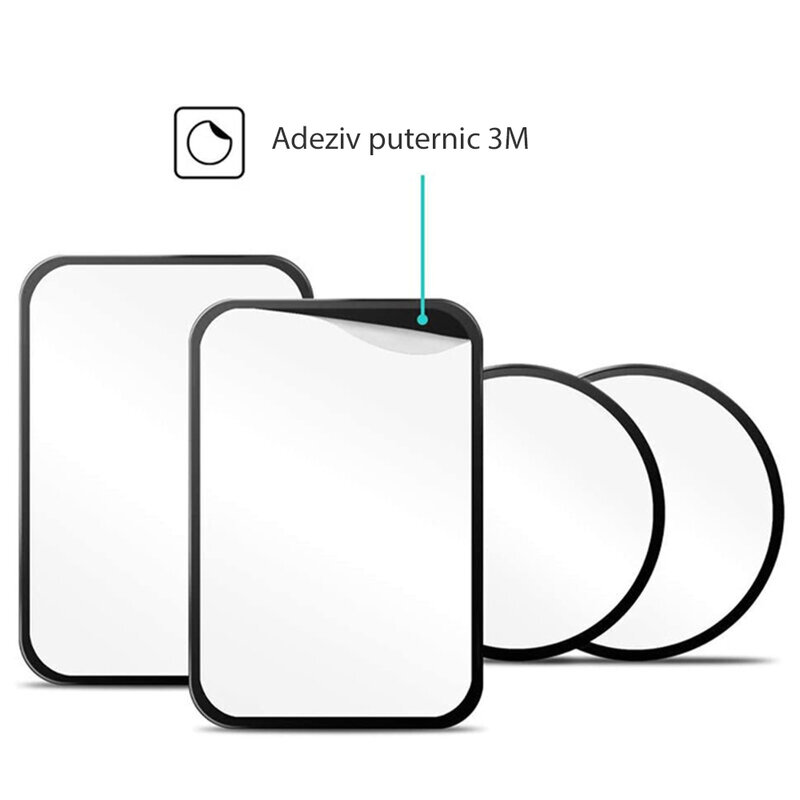 [Set 2x] Placuta metalica suport magnetic telefon Techsuit MP02, piele ecologica, negru