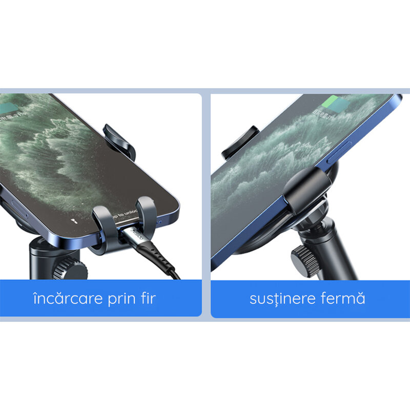 Suport telefon auto reglabil cu prindere bord Yesido C120, negru