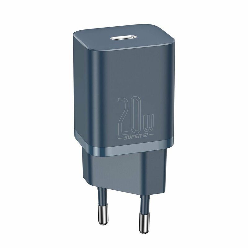 Incarcator priza Type-C 20W + cablu Lightning Baseus, bleu, TZCCSUP-B03