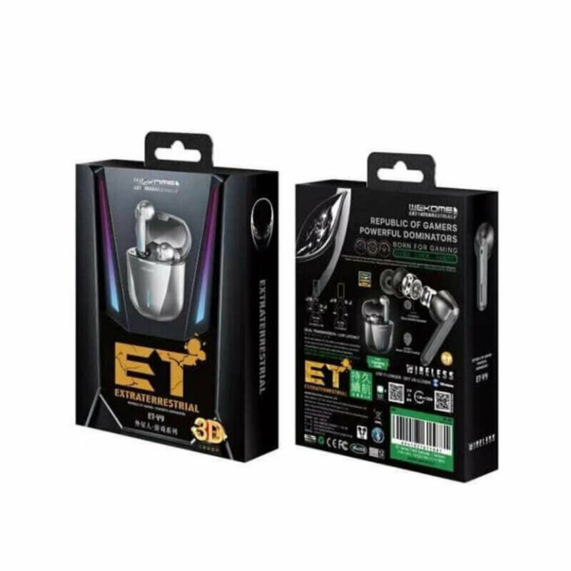 Casti telefon gaming earbuds WK Design ET-V9, TWS Bluetooth, negru
