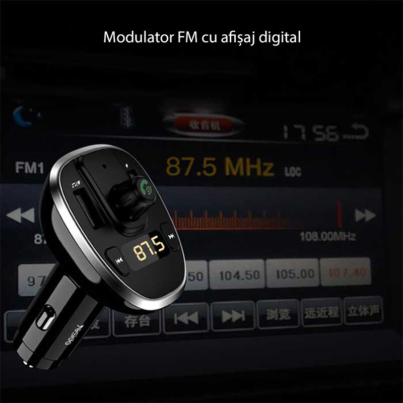 Modulator FM Bluetooth Yesido Y39, 2xUSB + MicroSD, 3A, negru